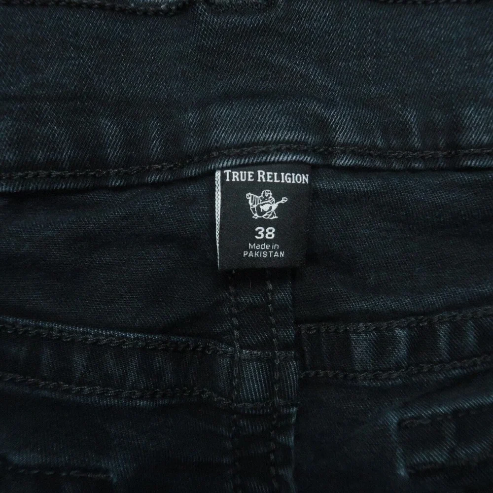 True Religion Jeans Men 38x33 Black Rocco Relaxed Skinny Five Pocket Stretch‎